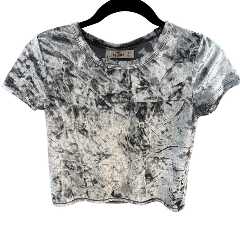 Hollister Crop Top Metallic Silver Tie Dye